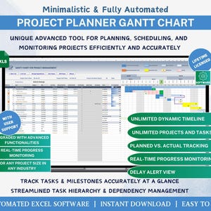 Gantt-diagram Projectbeheer Excel-sjabloonsoftware voor kleine bedrijven Planner Spreadsheet Projectplanner Tijdlijn Taaktracker