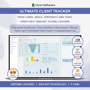 Client Tracker Template | Lead Tracker Excel Spreadsheet | CRM for Small Business Management