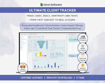 Client Tracker Template | Lead Tracker Excel Spreadsheet | CRM for Small Business Management