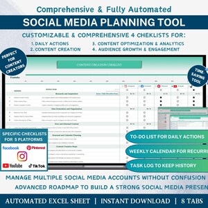 Social Media Planner Checklist Excel Template