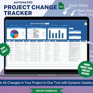 Project Change Management Spreadsheet for Project Managers Change Tracking Dashboard Excel Template Change Request Tracker Tool