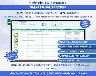 タスクトラッカー付きSMART目標プランナーExcelスプレッドシート