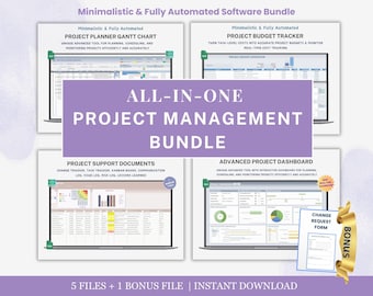 Project Management Excel Template Bundle Gantt Chart With Dependencies and Task Tracker