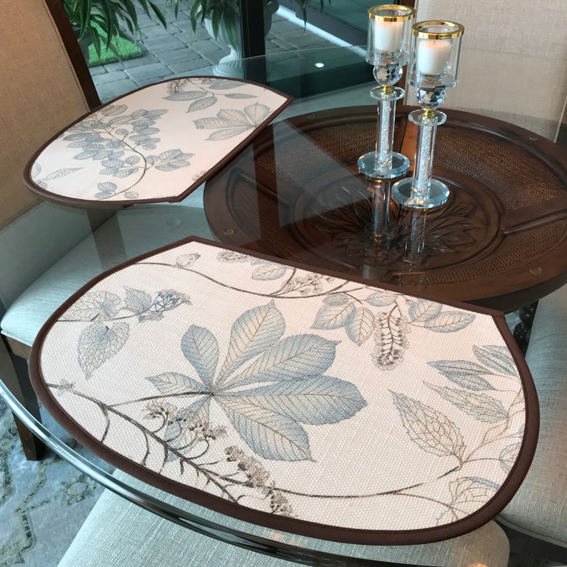 Wedge Placemats Set of Two Table Decor in Arboretum Basketweave Cloud