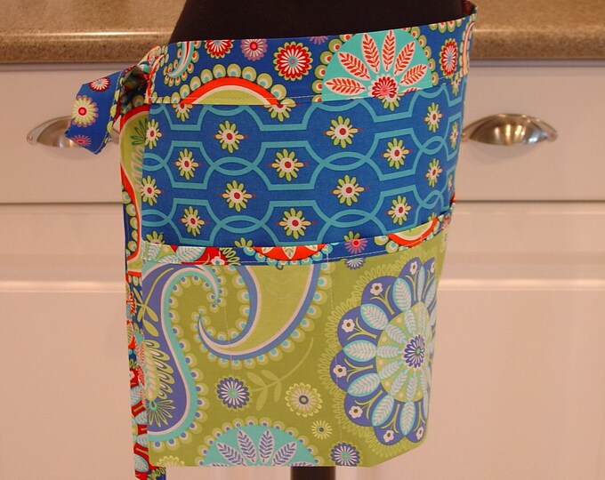 Craft Vendor Apron . . . in Paisley Aqua and Sapphire With Etsy