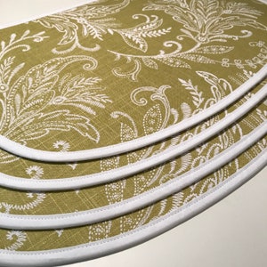 Wedge PlaceMats - Set of Two - Table Decor in Pargo Pistachio Green & White Floral Linen Print Fabric by Mill Creek