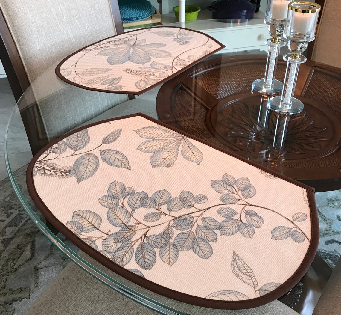 Wedge Placemats Set of Two Table Decor in Arboretum Basketweave Cloud