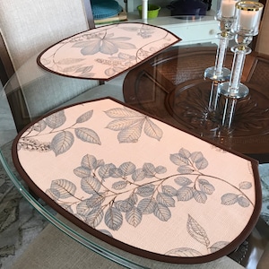 Wedge PlaceMats - Set of Two - Table Decor in Arboretum Basketweave Cloud Fabric by P. Kaufmann
