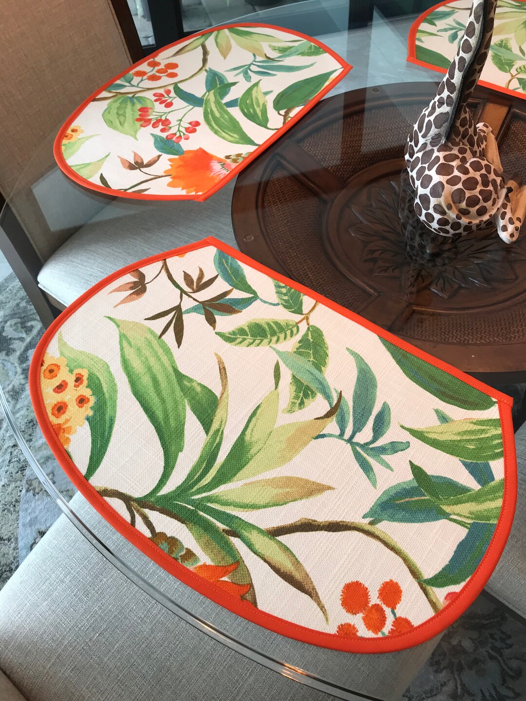 Wedge Placemats Set of Two Table Decor in Covington Azalea Basketweave