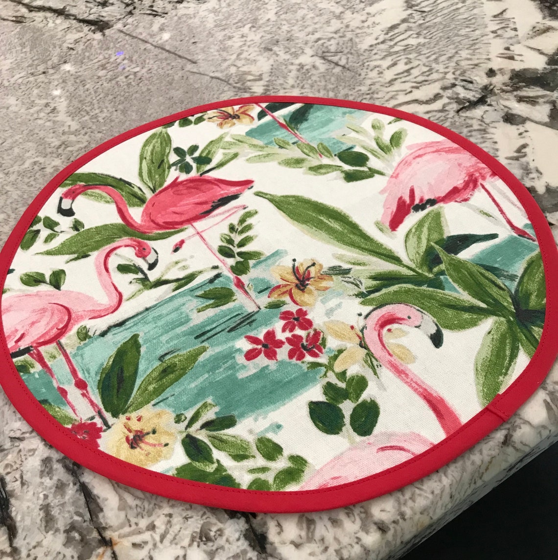 Round PlaceMats Table Decor in Waverly Floridian Flamingo Etsy