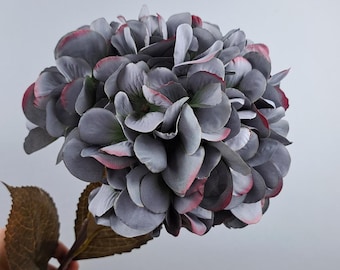 Artificial Hydrangea Flowers, Blue Faux Hydrangea Bouquet, Large Wedding Flowers for Centerpiece & Decoration, Steel Blue Long Lasting Deco