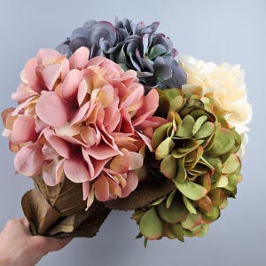 Hortensia artificial para arreglos florales, centro de mesa de hortensia artificial para bodas, decoración de flores artificiales grandes, tallos de hortensia artificial para florero