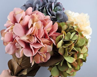 Artificial Hydrangea for Arrangement, Wedding Hydrangea Faux Centerpiece, Large Artificial Flowers Decor, Faux Hydrangea Stems for Vase