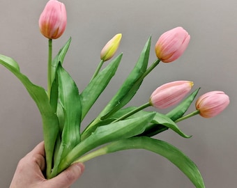 Tulipani artificiali realistici al tatto, 20 fiori finti in poliuretano