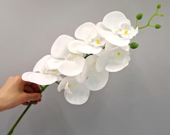 White Artificial Orchid Spray, Wedding White Flower, Everlasting Orchid Stem, Real Touch Flowers, Orchid Wedding Decor, Orchid Centerpiece