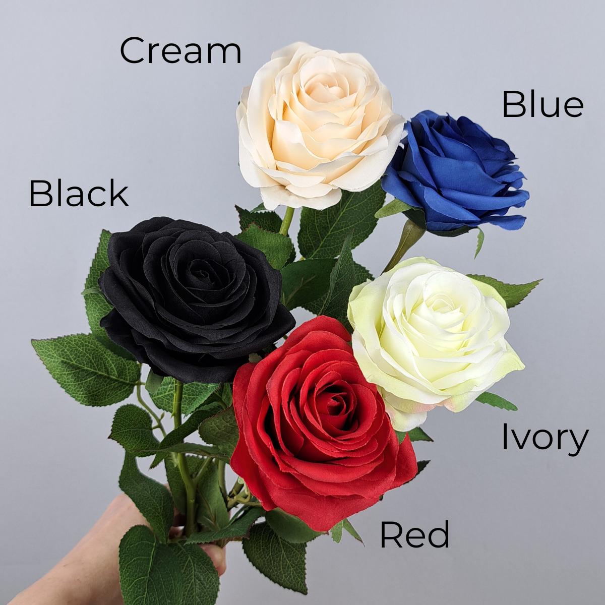 8 Rose Nere Artificiali Con Stelo Lungo – Fiori In Seta, Realistici, Altezza 53 Cm, Per Decorazioni E Bouquet - 2
