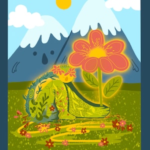 Natureza Desperta – Impressão Artística ou Cartão Postal | Ilustração de Fantasia com um Espírito Floral