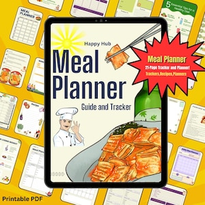 Meal Planner Printable PDF | Diet & Nutrition Tracker | Food Journal, Recipes, Healthy Eating Guide, Weight Loss Planning Tool