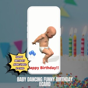 Joyeux anniversaire Carte électronique audio vidéo amusante Message texte animé amusant Chanson d'anniversaire blague sonore Danse de bébé Rêve Âge Famille Ami Danse MP4