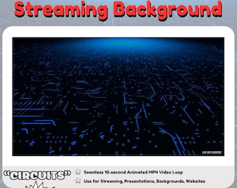 Livestream Background | Seamless Loop | Animated Background Video | Futuristic Circuits | MP4 | Like & Subscribe Overlay | 10s Loop Download