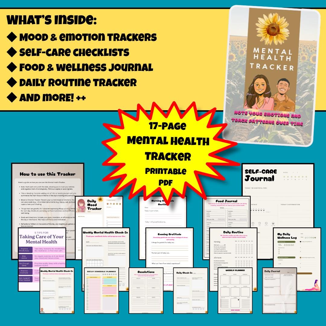 Mental Health Tracker Printable | Simple Mood and Self-care Planner PDF ...