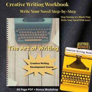 Creative Writing Workbook PDF | Novel Writing Planner and Story Structure Guide | Character Development & Plot Exercises | Instant Download