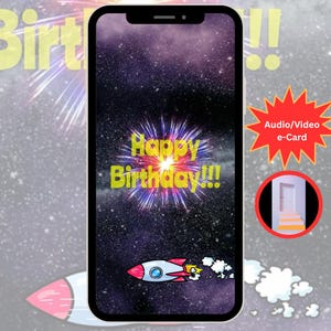 Cartão eletrônico de aniversário, cartão de feliz aniversário, cartão eletrônico divertido, vídeo, áudio, MP4, enviar saudação, tablet, desktop, telefone, PC, animação, presente, efeitos sonoros, música, texto