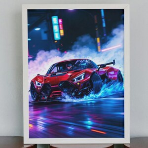 Street Racing Digitaldruck, treibendes Auto druckbare Wandkunst 8 x 10 Zoll Porträtrahmen PNG Original skalierbare Farbe illustriert Wohnkultur Bild