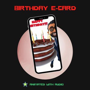 Happy Birthday e-Card Funny Card Video Message Text e-mail Bday e-Greeting eCard Wishes Fun Mp4 Vid Cake Gift Thoughtful Joy Etsy Bestseller