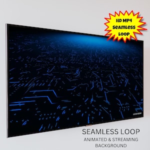 Seamless Loop | Animated Background Video | Livestream Background | Futuristic Circuits | MP4 | Like & Subscribe Overlay | 10s Loop Download