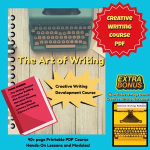 Creative Writing Course PDF | Printable Writing Workshop Planner | How to Write a Novel, Plot, Characters, Story Structure + Bonus Guide