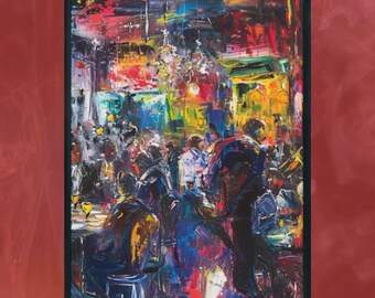 抽象的なジャズクラブの壁アート、カラフルなジャズミュージックポスター、印刷可能な8x10デジタルダウンロード、音楽室とバーの装飾