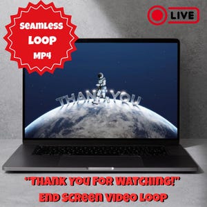Thank You for Watching MP4 | YouTube End Screen Loop | Space Astronaut Moon Earth Video | Streaming Outro Clip | Digital Download