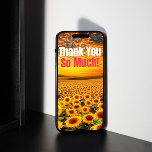 Tarjeta electrónica de agradecimiento Tarjeta electrónica animada Tarjeta electrónica de felicitación en vídeo Felicidad Corazón Amor Gracias Girasol Agradecimiento Tarjeta digital Animación MP4 GIF