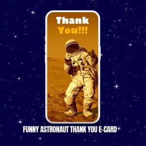Tarjeta electrónica de agradecimiento divertida Tarjeta electrónica espacial Astronauta de Marte Felicitación electrónica vertical Tarjetas de agradecimiento en video Ocasión Tarjeta de agradecimiento de cumpleaños Mensaje de mejores deseos