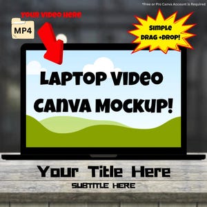 Laptop Video Mockup Canva Template | Add Your Video to Laptop Screen | Website & Product Video Display | Etsy Seller Mockup
