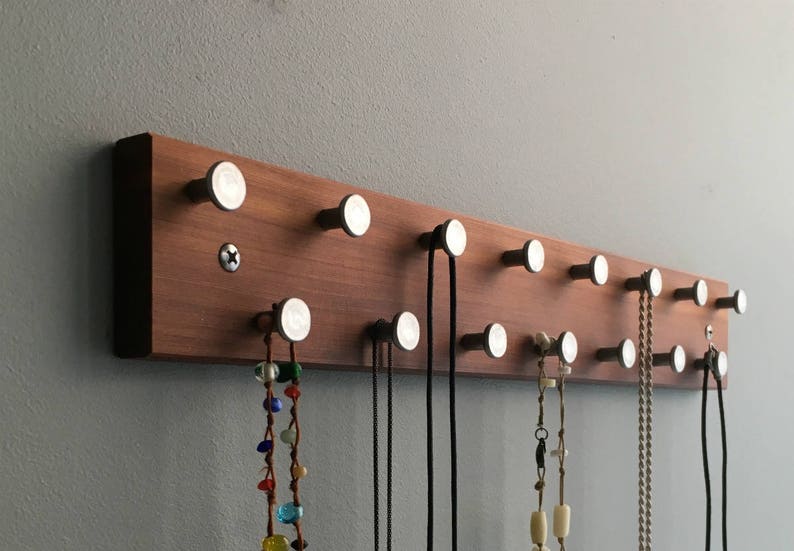 Necklace Organizer Modern Necklace Rack Wall Mount Etsy