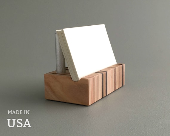 Wood Business Card Holder Modern Desk Business Card Holder Etsy