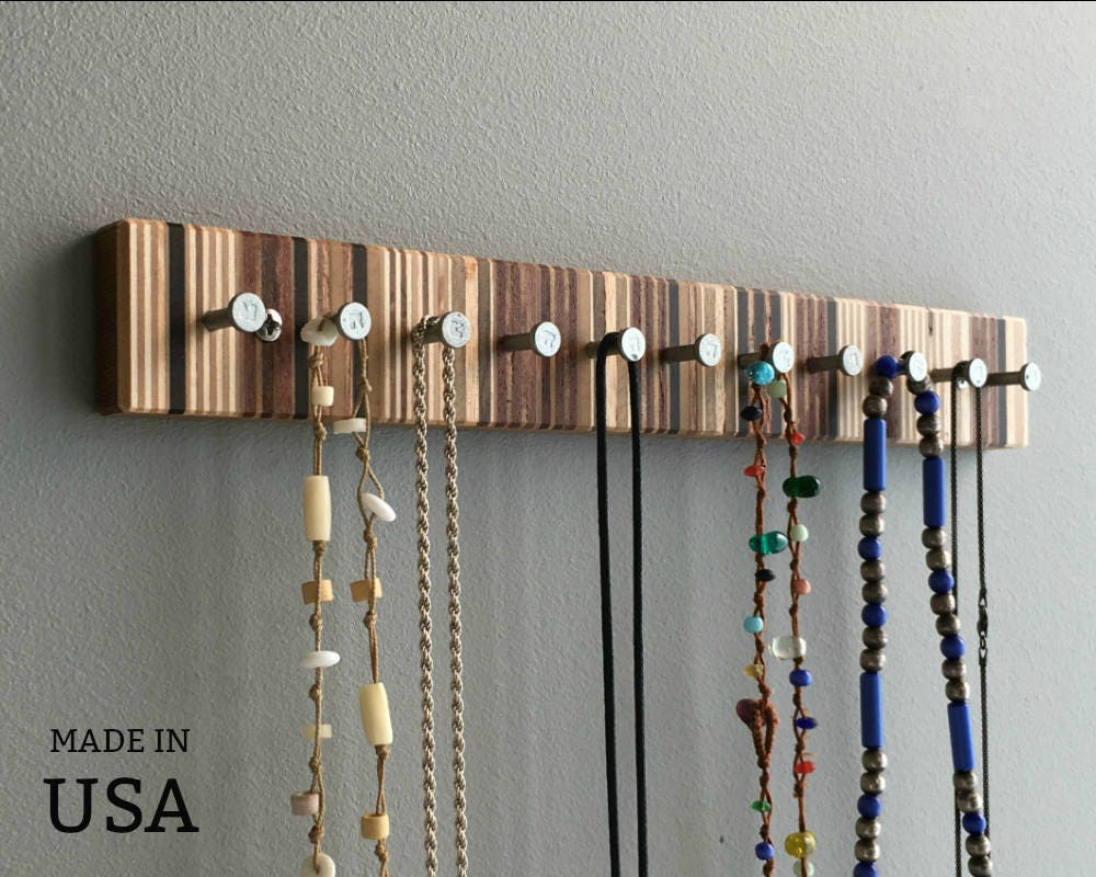 Jewelry Rack Modern Wood Jewelry Rack for Necklaces Wall Etsy