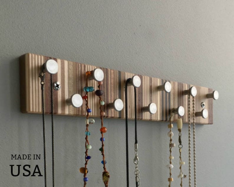 Wall Jewelry Rack Eco Friendly Hanger Wood Display Necklace Holders Holder