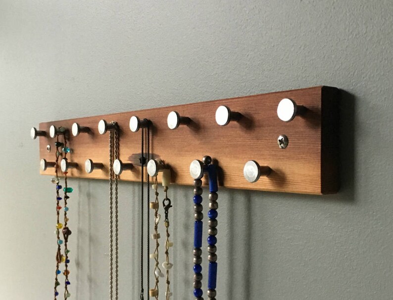 Necklace Organizer Modern Necklace Rack Wall Mount Etsy