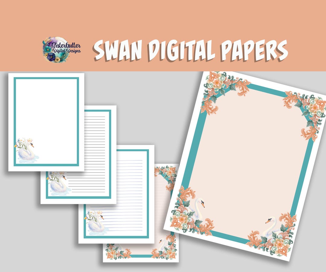Vintage Swan Note Paper: Printable Stationery (digital Download) - Etsy ...