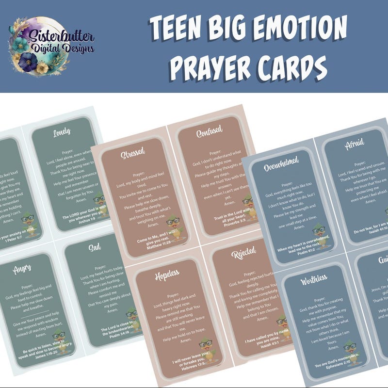Emotion Regulation Kit Prayer Cards Teen Girl - Etsy UK