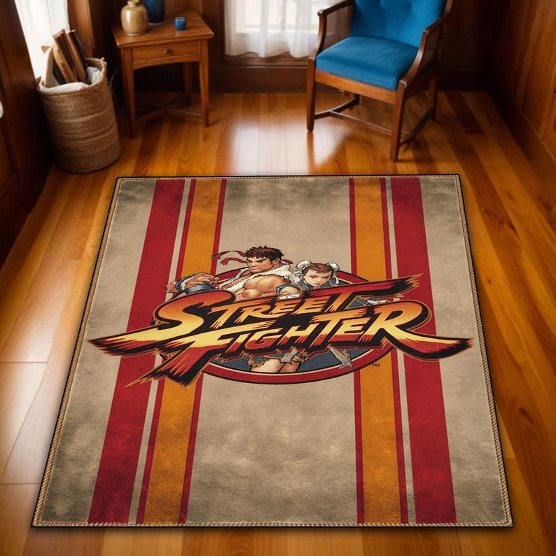 Street Fighter Arcade Game Rug, 90's Gaming Roommat, Retro Style ...
