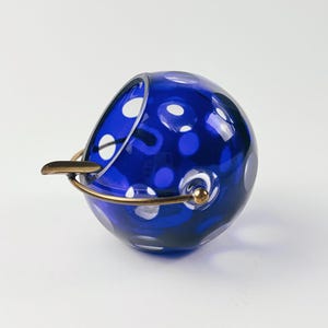 Vintage Cobalt Blue Glass Ashtray - 1970s East German Harzkristall