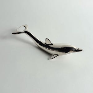 Vintage Dolphin Chrome-Plated Bottle Opener with Original Box – Nautical Bar Tool, Mid Century Bartender Gift