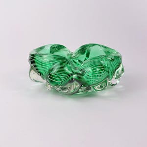 Vintage Murano Glass Ashtray – Attributed to Barovier & Toso Green Sommerso, 1970s Italy