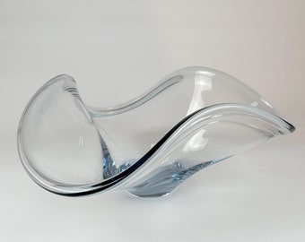 Holmegaard by Per Lütken Hand-Blown Glass Bowl 60s – Abstract Art Sculptural Danish Design Large Bowl