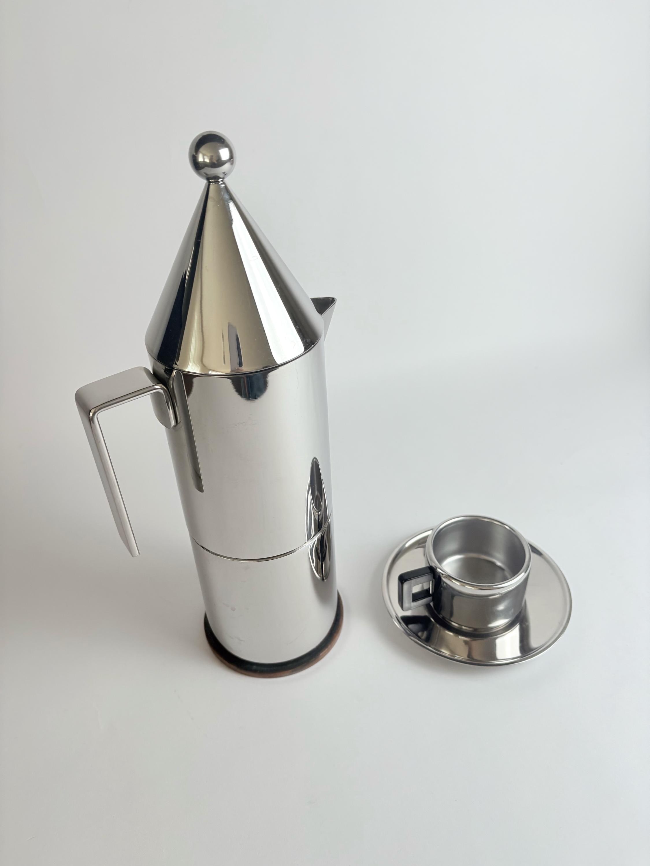 Aldo Rossi La Conica Alessi Large Moka Pot: 1980s Italian