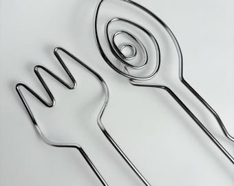 Stainless Steel Salad Servers, Minimalist Modern Serving Set